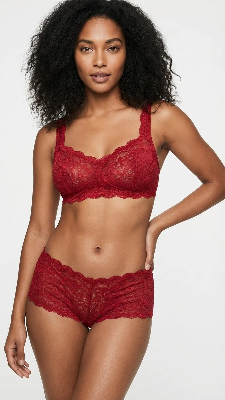 LunaIntim Bordo Tam Dantel Kadın Boxer Floral Desenli Şık Külot - Son Görünüm